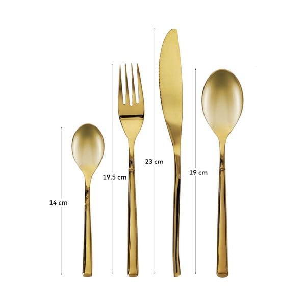 Pribor iz nerjavečega jekla v zlati barvi 16 ks Lite – Kave Home-image-3