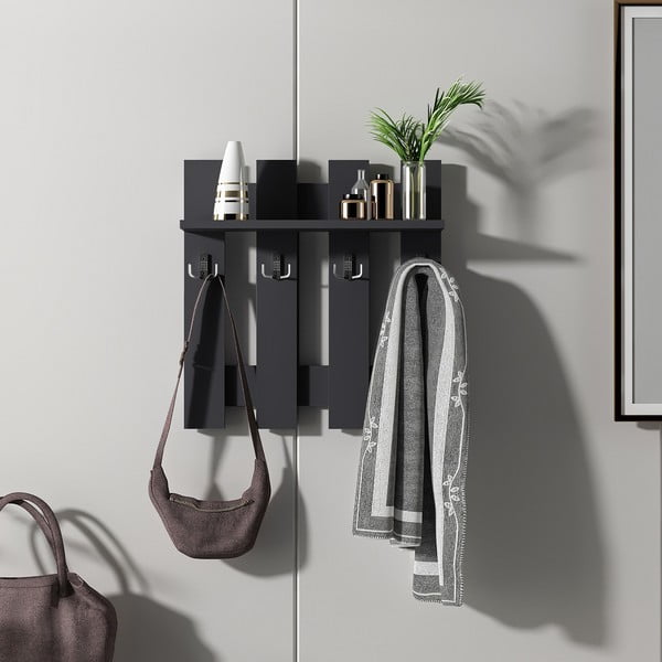 Črni stenski obešalnik Utica - Kalune Design-image-1