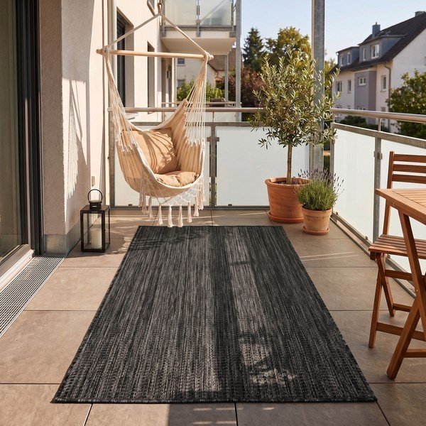 Črna notranja in zunanja preproga 80x150 cm Mira 1450 – Ayyildiz Carpets-image-1