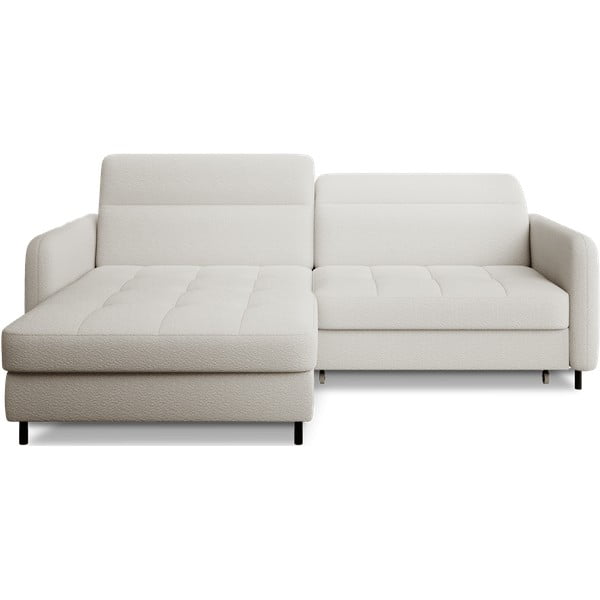 Kremno bela raztegljiva/s prostorom za shranjevanje kotna sedežna garnitura iz tkanine bouclé (levi kot/z ležalnikom) Gomsi – ELTAP