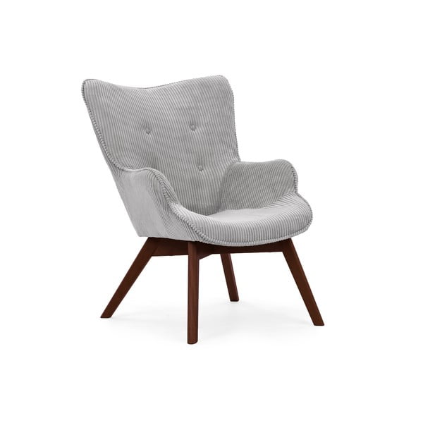 Siv fotelj iz rebrastega žameta Niko – Ropez