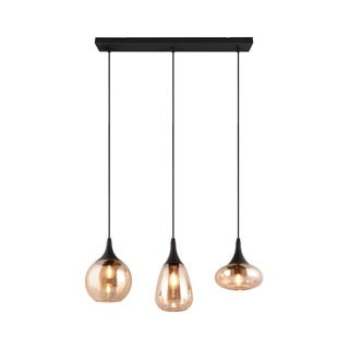 Črna/oranžna viseča svetilka s steklenim senčnikom Lumina – Trio