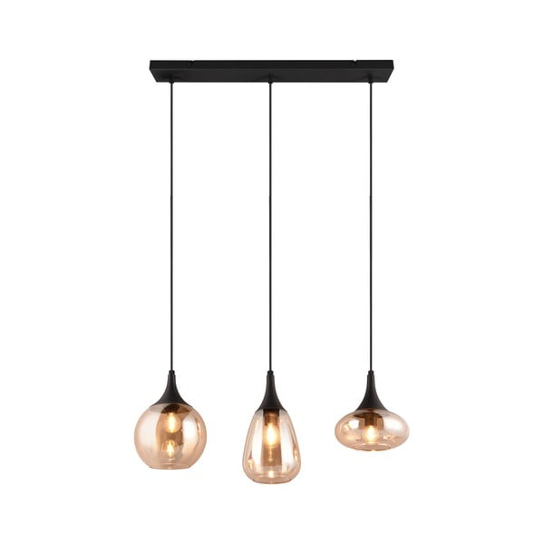 Črna/oranžna viseča svetilka s steklenim senčnikom Lumina – Trio