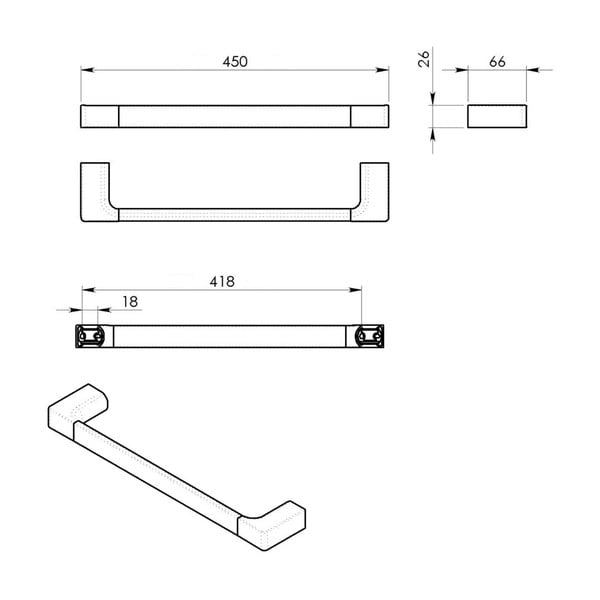 Medeninasto stensko držalo za brisače v zlati barvi Gedy Pirenei – Sapho-image-2