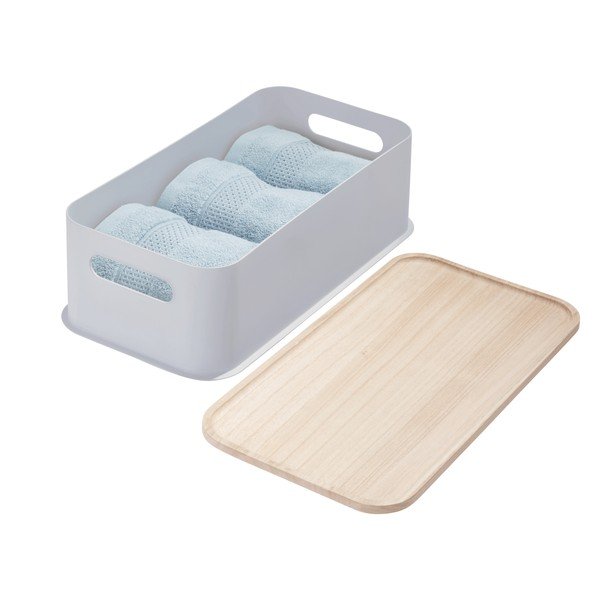 Siva škatla za shranjevanje s pokrovom iz pavlovnije iDesign Eco Handled, 21,3 x 43 cm-image-4