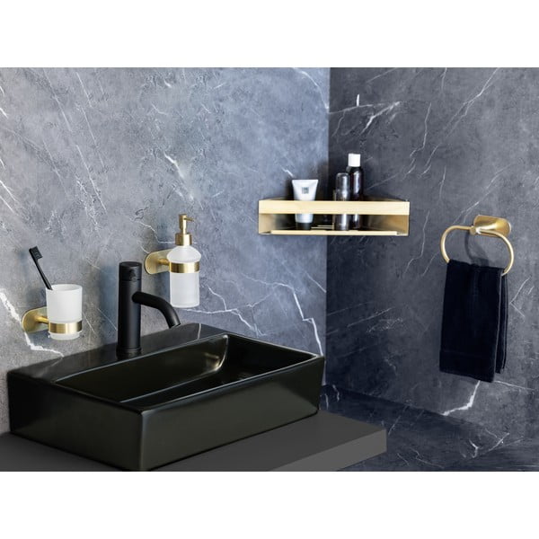 Kotna kopalniška polica iz nerjavečega jekla v zlati barvi z namestitvijo brez vrtanja Genova – Wenko-image-1