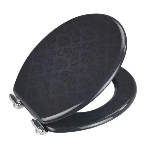 Temno siva deska za WC školjko s počasnim zapiranjem Wenko Bellevue, 42,5 x 35,5 cm-image-1