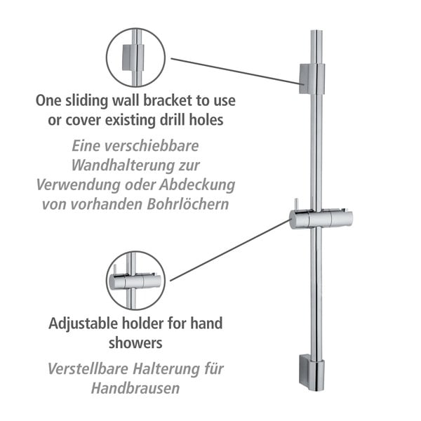 Stenski drsni drog za tuš iz nerjavečega jekla v sijajno srebrni barvi 70 cm Classic – Wenko-image-3