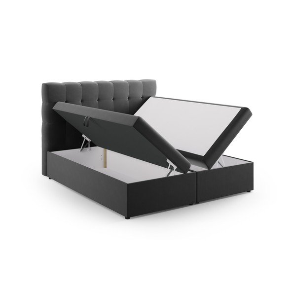 Antracitno siva boxspring postelja s prostorom za shranjevanje 180x200 cm Bali – Cosmopolitan Design-image-4