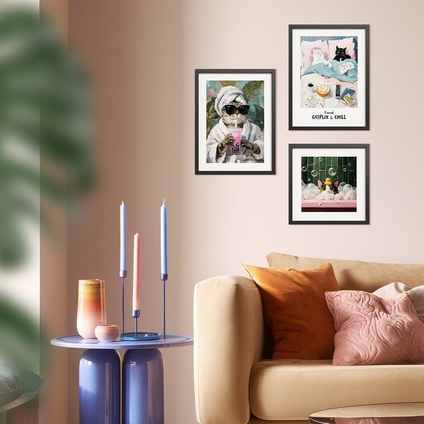 Tiskana slika z okvirjem 30x40 cm Catflix – Styler-image-2
