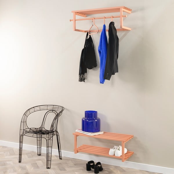 Rožnato-oranžna kovinska stenska omarica za čevlje 71x26x34 cm Marco – Spinder Design-image-3