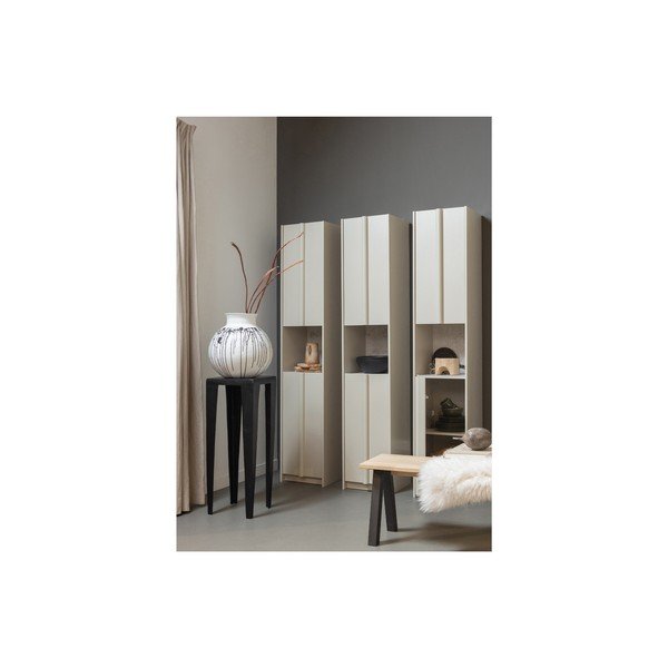 Kremno bela modularna omarica iz masivnega bora 40x210 cm Basu – WOOOD-image-1