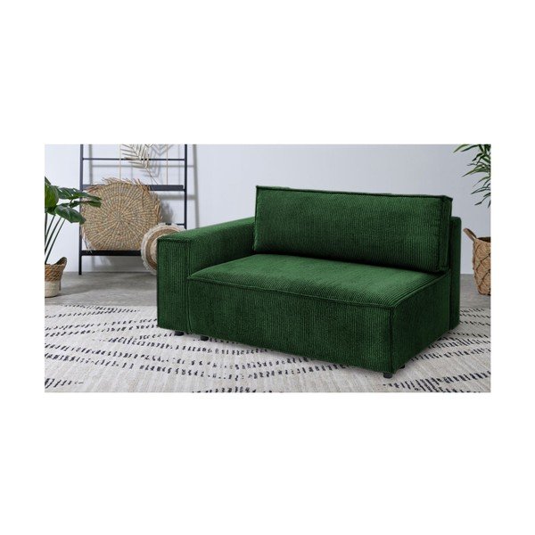 Zelen modul za sedežno garnituro iz rebrastega žameta (levi kot) Nihad modular – Bobochic Paris-image-1