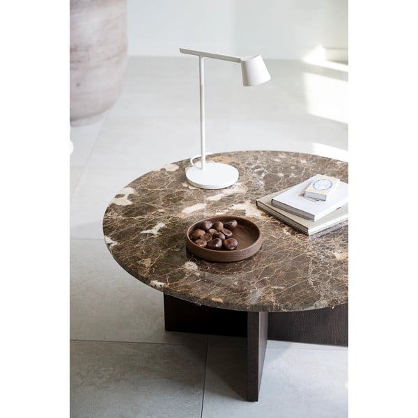 Rjava okrogla mizica iz marmorja 90x90 cm Brooksville - Rowico-image-1