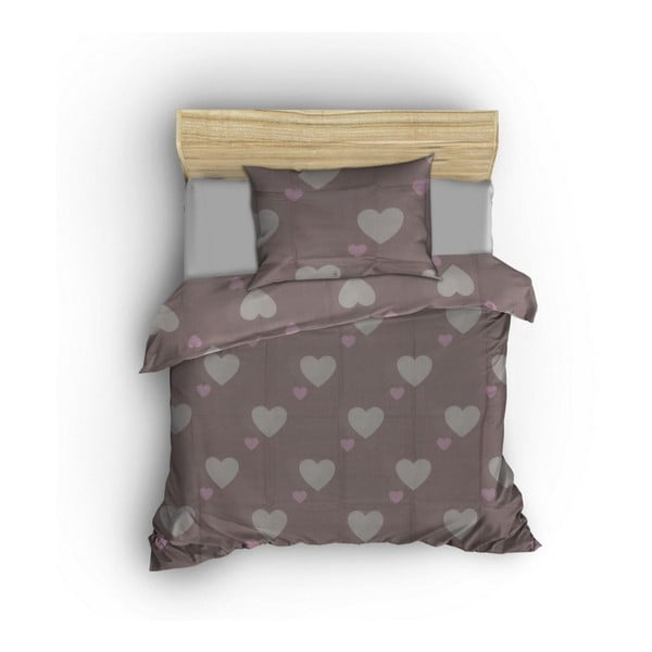 Prašno rožnata enojna posteljnina 140x200 cm Herz – Mijolnir-image-1
