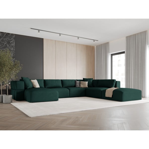 Zelena kotna sedežna garnitura (desni kot/v obliki črke "U") Esther – Milo Casa-image-1