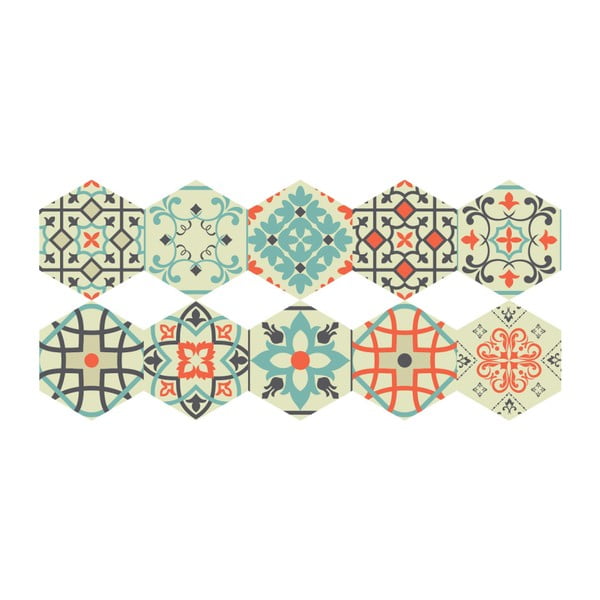 Komplet 10 talnih nalepk Ambiance Floor Stickers Hexagons Lieva, 40 x 90 cm