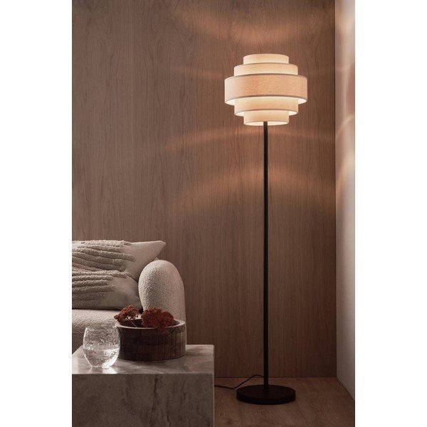 Mat črna/bež tekstilna stoječa svetilka (višina 145 cm) Miguel – Ellos Home-image-1