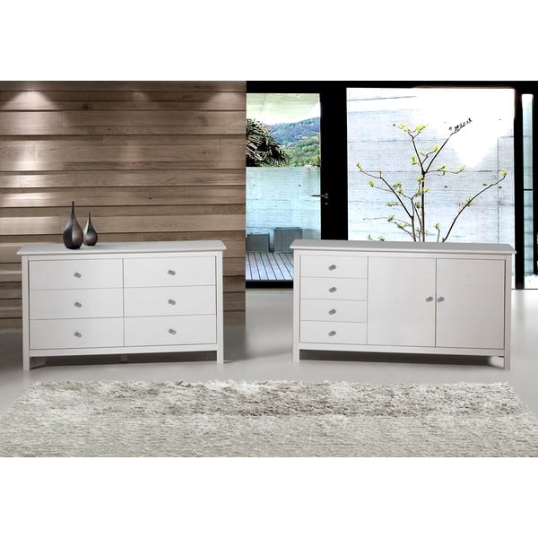 Bela nizka komoda iz masivnega bora 130x80 cm Berna – Marckeric-image-3