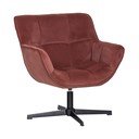 Vrtljiv žameten fotelj v barvi terakote Wibo – WOOOD