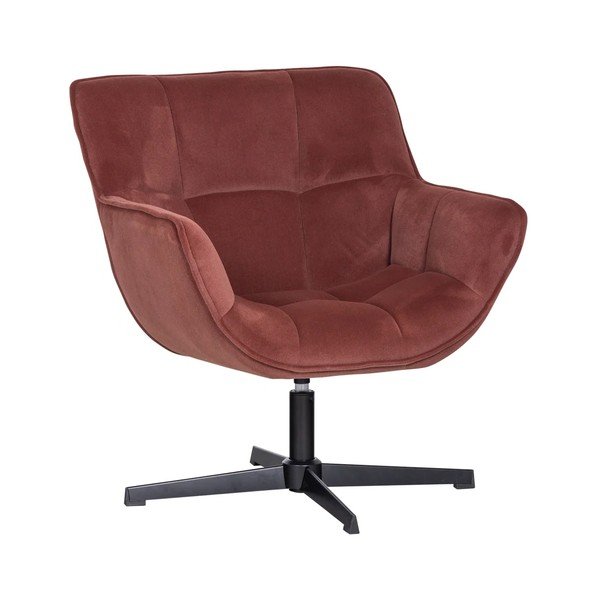 Vrtljiv žameten fotelj v barvi terakote Wibo – WOOOD