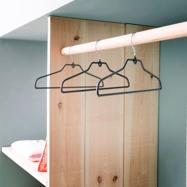 Komplet 3 obešalnikov s palico za hlačeCompactor Taupe Coats-image-1