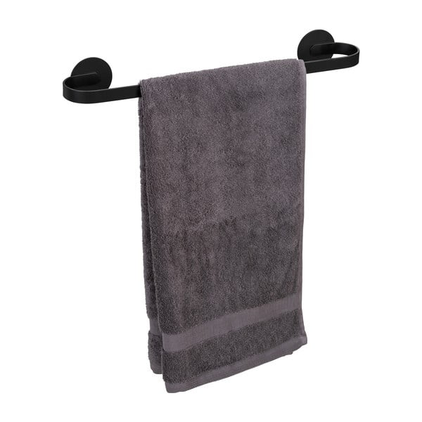 Mat črno kovinsko držalo za brisače z namestitvijo brez vrtanja Bivio – Wenko-image-4