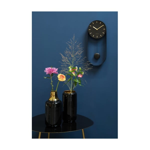 Črna stenska ura z nihalom Karlsson Charm-image-2