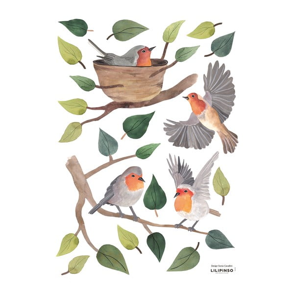 Nalepke 30x42 cm Robins Redbreast – Lilipinso