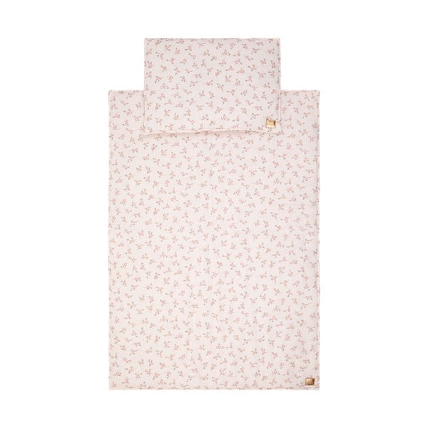 Roza muslinska posteljnina za otroško posteljico Tiny Flowers - Moi Mili