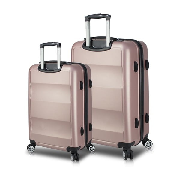 Komplet 2 roza potovalnih kovčkov na kolesih s priključki USB My Valice LASSO Large & Medium