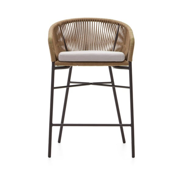 Bež kovinski/oblazinjen vrtni barski stol Yanet – Kave Home-image-3