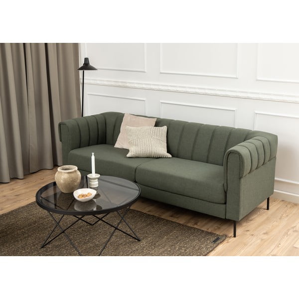 Črna mizica s stekleno mizno ploščo ø 80 cm Cuxton – Actona-image-2