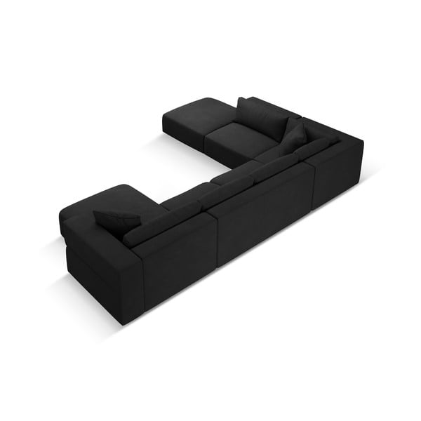 Črna kotna sedežna garnitura (levi kot/v obliki črke "U") Esther – Milo Casa-image-3