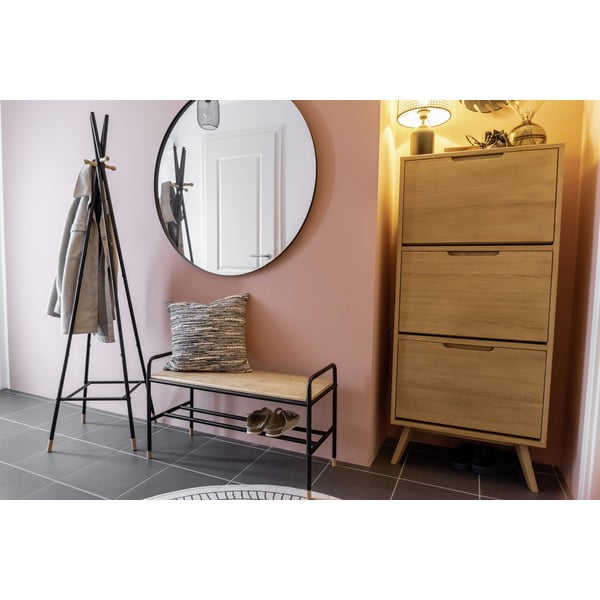 Črna/naravna kovinska omarica za čevlje s klopjo Loft – Wenko-image-1