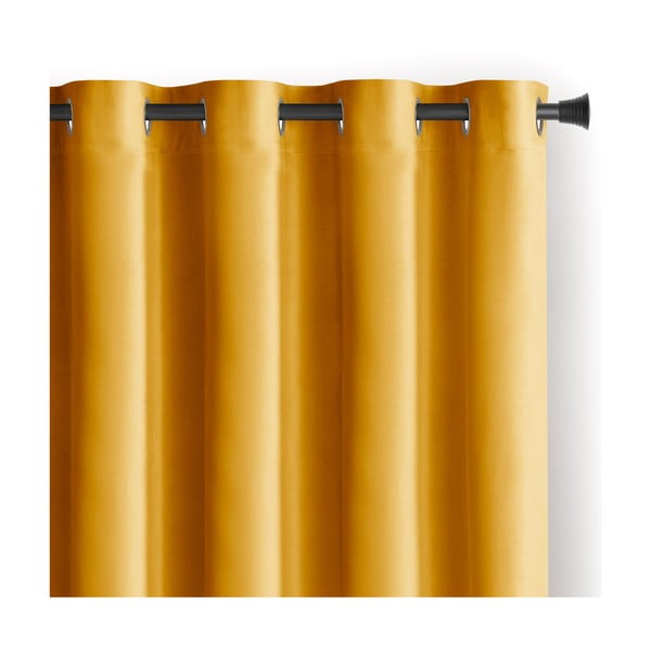 Rumena žametna zavesa za delno zatemnitev 140x245 cm Eyelets – Restilo