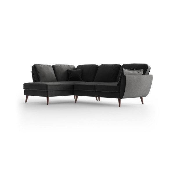 Antracitno siva žametna kotna sedežna garnitura My Pop Design Auteuil, levi kot-image-3