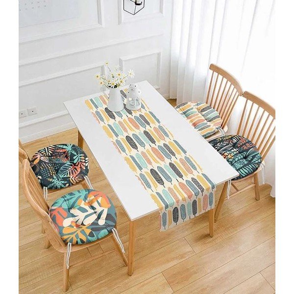 Komplet namiznega tekača in sedežnih blazin 5 ks Long Leaves – Mila Home-image-1