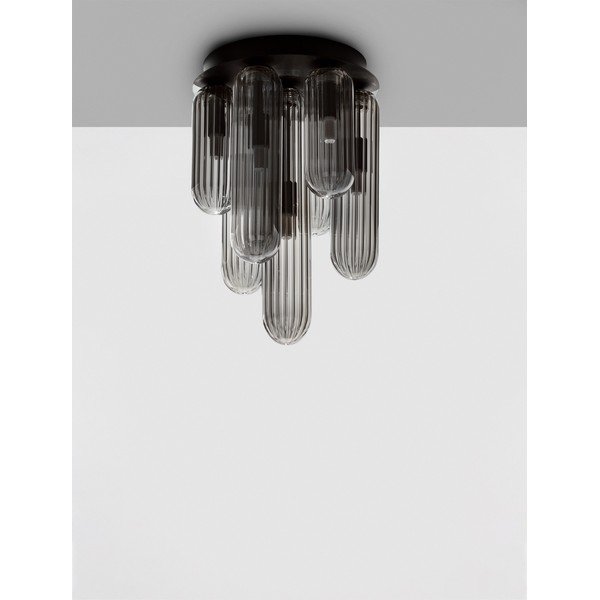 Siva steklena stropna svetilka s steklenim senčilom Gustave – Nova Luce-image-3