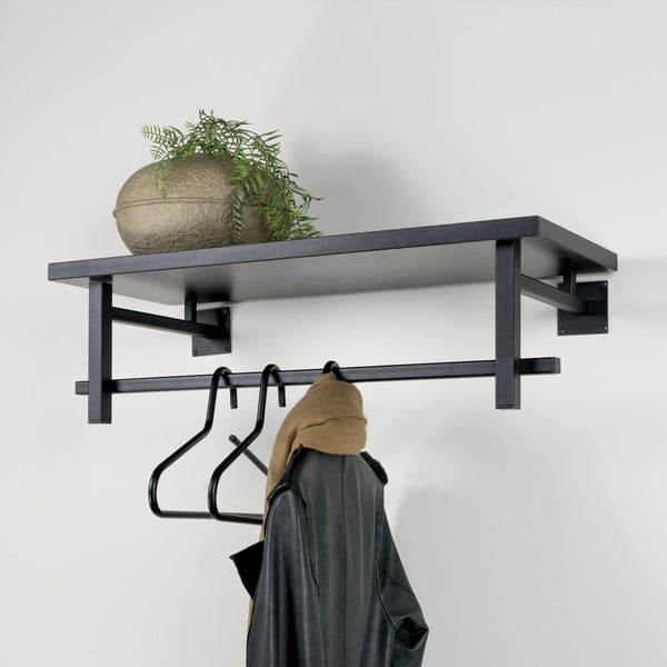 Črn kovinski stenski obešalnik s polico 76 cm Simplon – Spinder Design-image-1