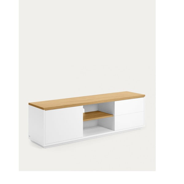 Bela TV omarica v hrastovem dekorju 150x44x36 cm Abilen – Kave Home-image-4