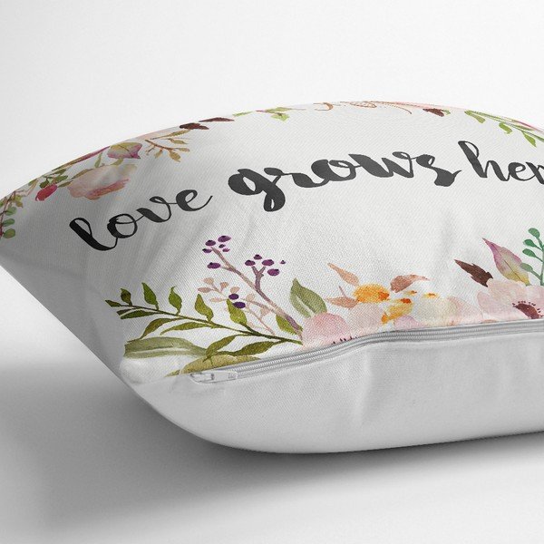 Prevleka za vzglavnik iz mešanice bombaža Minimalist Cushion Covers Love Grows Here, 45 x 45 cm-image-1