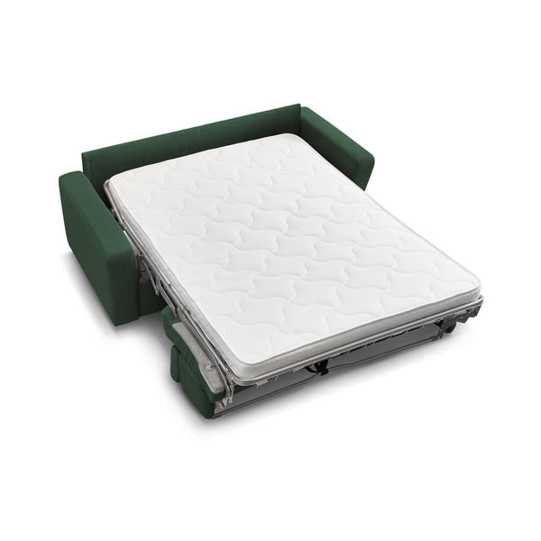 Temno zelena raztegljiva sedežna garnitura iz rebrastega žameta 195 cm Monaco – Bobochic Paris-image-4