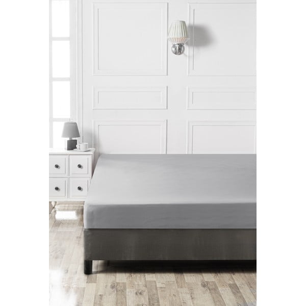 Siva bombažna napenjalna rjuha 160x200 cm - Mijolnir-image-2