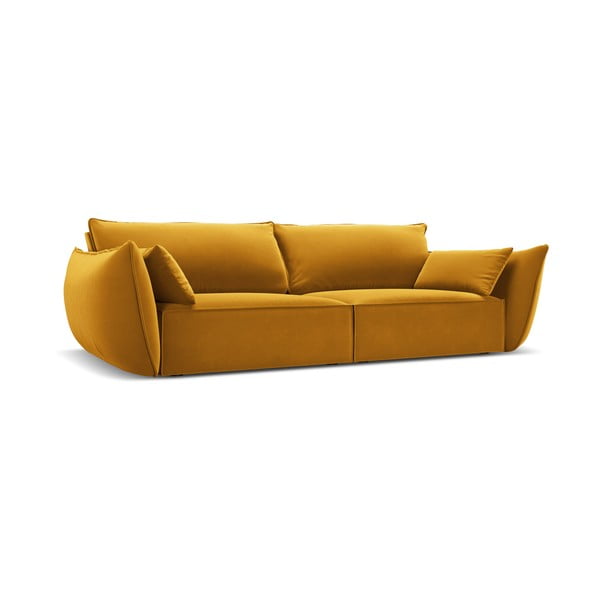 Gorčično rumena žametna sedežna garnitura 208 cm Vanda – Mazzini Sofas-image-2