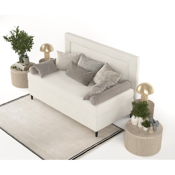 Bež oblazinjena postelja 100x200 cm Alba – Maison de Rêve-image-4