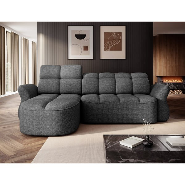 Temno siva žametna raztegljiva/s prostorom za shranjevanje kotna sedežna garnitura (levi kot/z ležalnikom) Beneth – ELTAP-image-1
