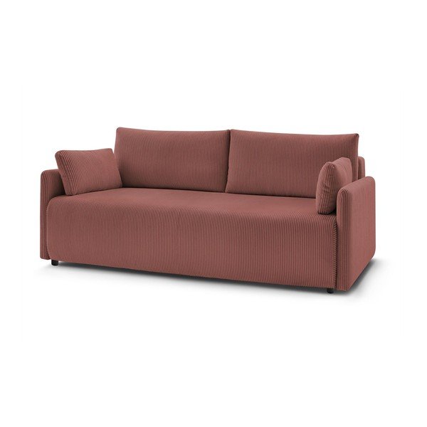 Rožnata raztegljiva sedežna garnitura iz rebrastega žameta 211 cm Marcel – Bobochic Paris-image-3