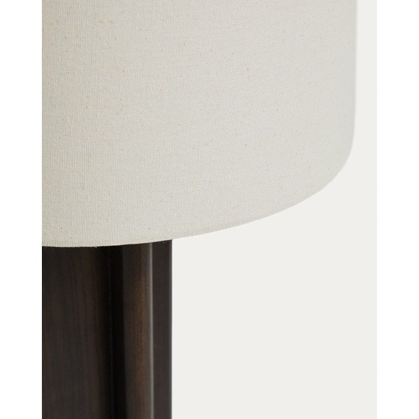 Bela/temno rjava namizna svetilka iz masivnega kavčukovca s tekstilnim senčilom (višina 48 cm) Niani – Kave Home-image-2