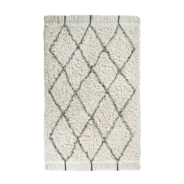 Kremno bela pralna ročno tkana volnena preproga 140x200 cm Berber Soul – Lorena Canals